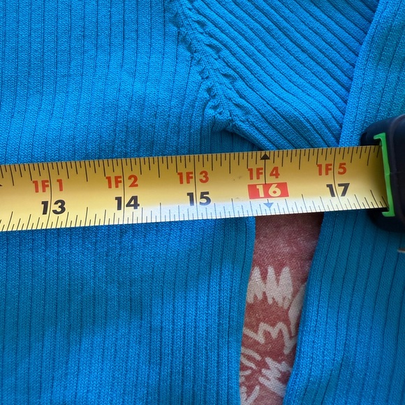 NWT INC International Concepts by Macy's Blue Ribbed Top w buckle detail SZ L - Picture 8 of 8